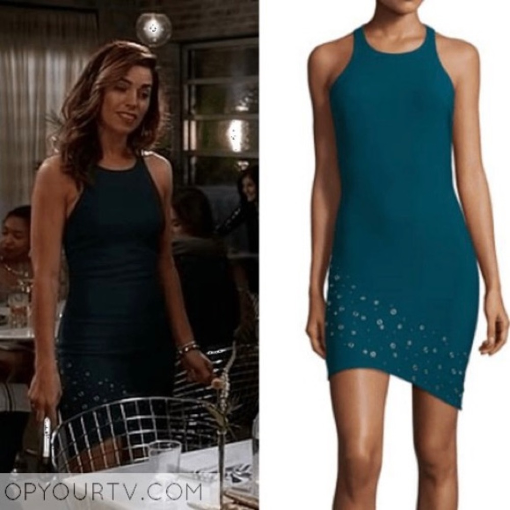 Elizabeth and James Teal Grommet Bodycon Dress - Picture 3 of 10